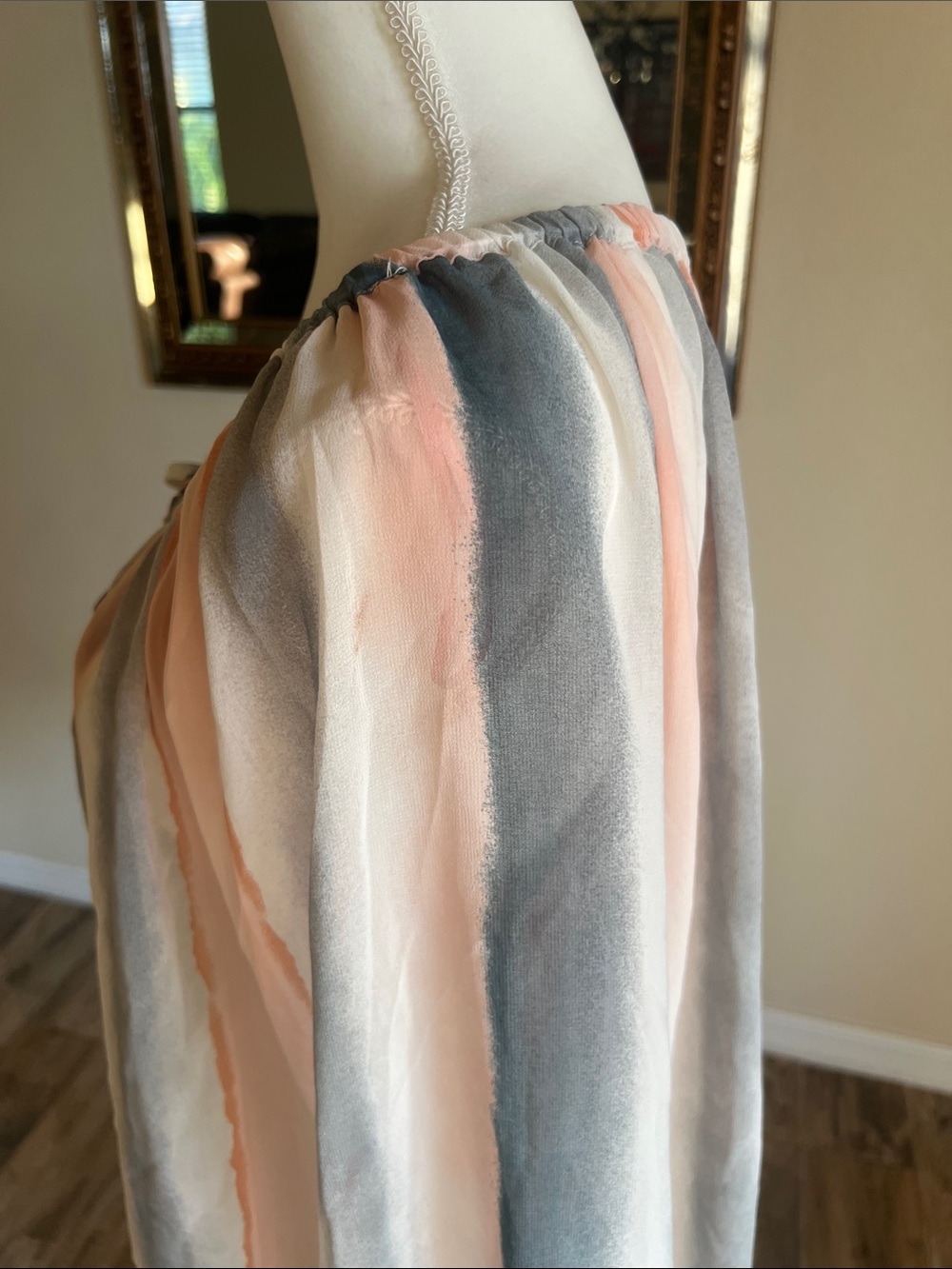 lovestitch Pastel Striped Sheer Blouse in Soft Blue and Pink - Picture 8 of 13